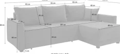 Jockenhöfer Gruppe Ecksofa »Venezia L-Form, B: 234 cm« mit Schlaffunktion, Bettkasten & Zierkissen
