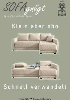 Jockenhöfer Gruppe Ecksofa »Venezia L-Form, B: 234 cm« mit Schlaffunktion, Bettkasten & Zierkissen