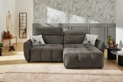 Jockenhöfer Gruppe Ecksofa »Zoom L-Form, B: 263 cm, mit 60 cm elektr. Sitztiefenverstellung« 140kg Belastbarkeit, USB-Anschluss, Kopfteilverstellung & Zierkissen