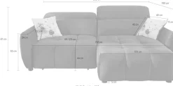 Jockenhöfer Gruppe Ecksofa »Zoom L-Form, B: 263 cm, mit 60 cm elektr. Sitztiefenverstellung« 140kg Belastbarkeit, USB-Anschluss, Kopfteilverstellung & Zierkissen