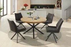 Jockenhöfer Gruppe Essgruppe »Olbia/Madison Sitzgruppe (Set, 5-tlg., 1 Ausziehtisch und 4 Stühle)« 5 tlg. Tisch mit Butterflyauszug, 120-160 cm, Wildeiche