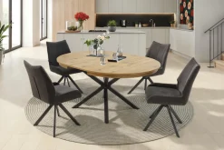Jockenhöfer Gruppe Essgruppe »Olbia/Madison Sitzgruppe (Set, 5-tlg., 1 Ausziehtisch und 4 Stühle)« 5 tlg. Tisch mit Butterflyauszug, 120-160 cm, Wildeiche