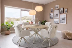 Jockenhöfer Gruppe Essgruppe »Kopenhagen/Santorini, Sitzgruppe (Set, 5-tlg., 1 Tisch, 4 Stühle)« 5 tlg. Tischplatte melaminbeschichtet, Sessel 360° drehbar, mit Auto-Return