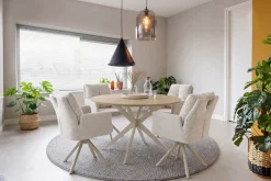 Jockenhöfer Gruppe Essgruppe »Kopenhagen/Santorini, Sitzgruppe (Set, 5-tlg., 1 Tisch, 4 Stühle)« 5 tlg. Tischplatte melaminbeschichtet, Sessel 360° drehbar, mit Auto-Return