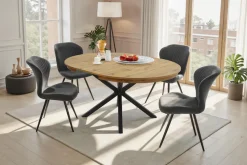 Jockenhöfer Gruppe Essgruppe »Olbia/Düren, Sitzgruppe (Set, 5-tlg., 1 Ausziehtisch und 4 Stühle)« 5 tlg. Tisch mit Butterflyauszug, 120-160 cm, Wildeiche