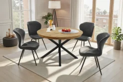 Jockenhöfer Gruppe Essgruppe »Olbia/Düren, Sitzgruppe (Set, 5-tlg., 1 Ausziehtisch und 4 Stühle)« 5 tlg. Tisch mit Butterflyauszug, 120-160 cm, Wildeiche