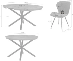 Jockenhöfer Gruppe Essgruppe »Olbia/Düren, Sitzgruppe (Set, 5-tlg., 1 Ausziehtisch und 4 Stühle)« 5 tlg. Tisch mit Butterflyauszug, 120-160 cm, Wildeiche