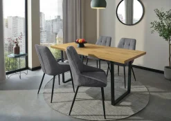 Jockenhöfer Gruppe Essgruppe »ROGER, Sitzgruppe, Esstisch 160 cm, 4 Stühle« Set, Esstisch 160 cm plus 4 Esszimmerstühle, 5 Stk. tlg. Tischplatte Wildeiche, U-Gestell, Stühle mit Webstoff