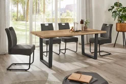 Jockenhöfer Gruppe Esstisch »Margot« 180x90 cm geschwungene Baumkantenoptik und schwarzes Untergestell