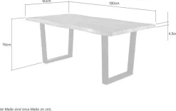 Jockenhöfer Gruppe Esstisch »Margot« 180x90 cm geschwungene Baumkantenoptik und schwarzes Untergestell