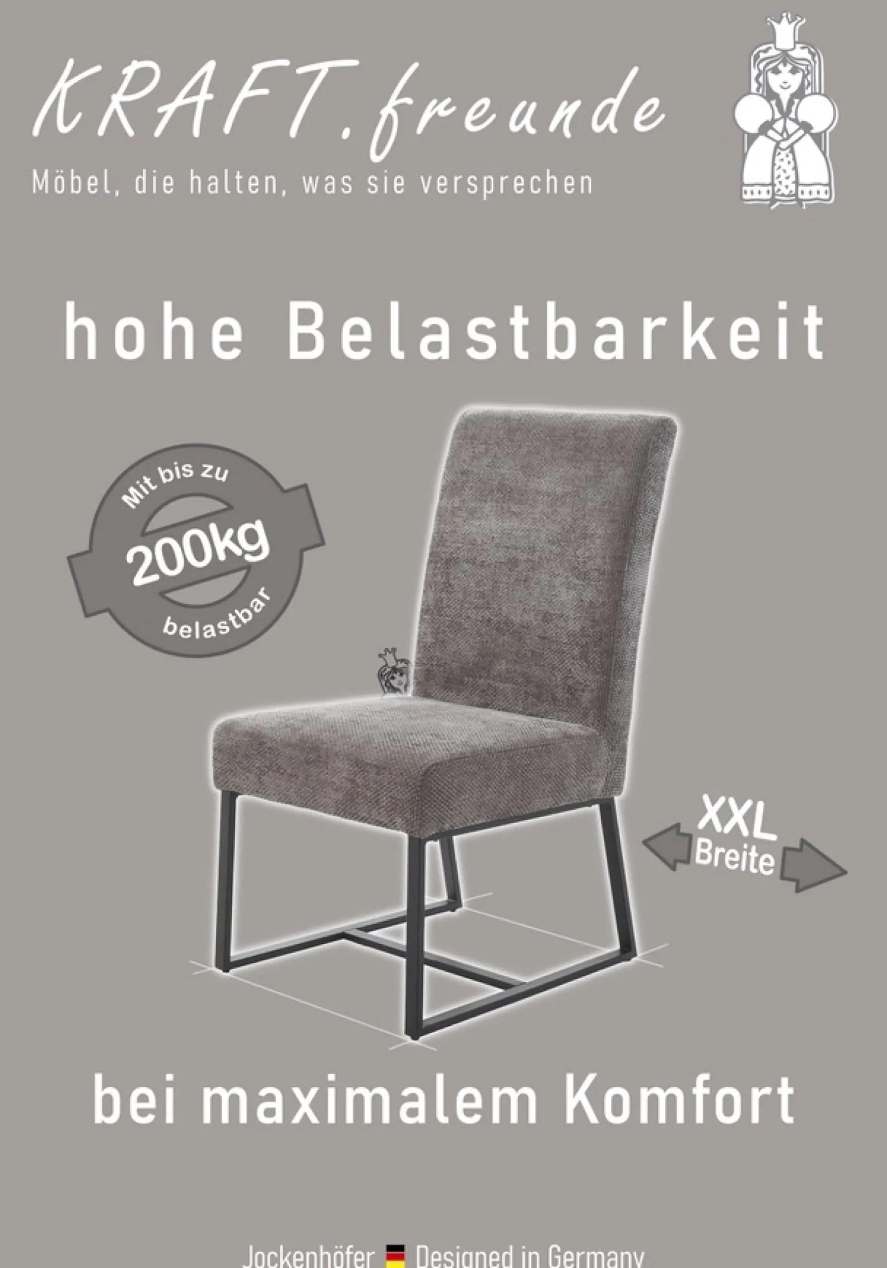 Jockenhöfer Gruppe Kufenstuhl »Goliath« (Set) 2 Stk.4-Fuss-Kufen-Stuhl, bis zu 200 kg belastbar, Taschenfederkern