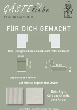 Jockenhöfer Gruppe Recamiere »Rex mit Topper, Liegefläche: 88 x 200cm« mit Schlaffunktion, Bettkasten & Zierkissen, Federkern