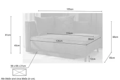 Jockenhöfer Gruppe Recamiere »Rex mit Topper, Liegefläche: 88 x 200cm« mit Schlaffunktion, Bettkasten & Zierkissen, Federkern
