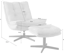 Jockenhöfer Gruppe Relaxsessel »Kasper, B: 76 cm, Sitzhöhe: 47 cm« Set: mit Hocker, 360° Drehfunktion, Cord