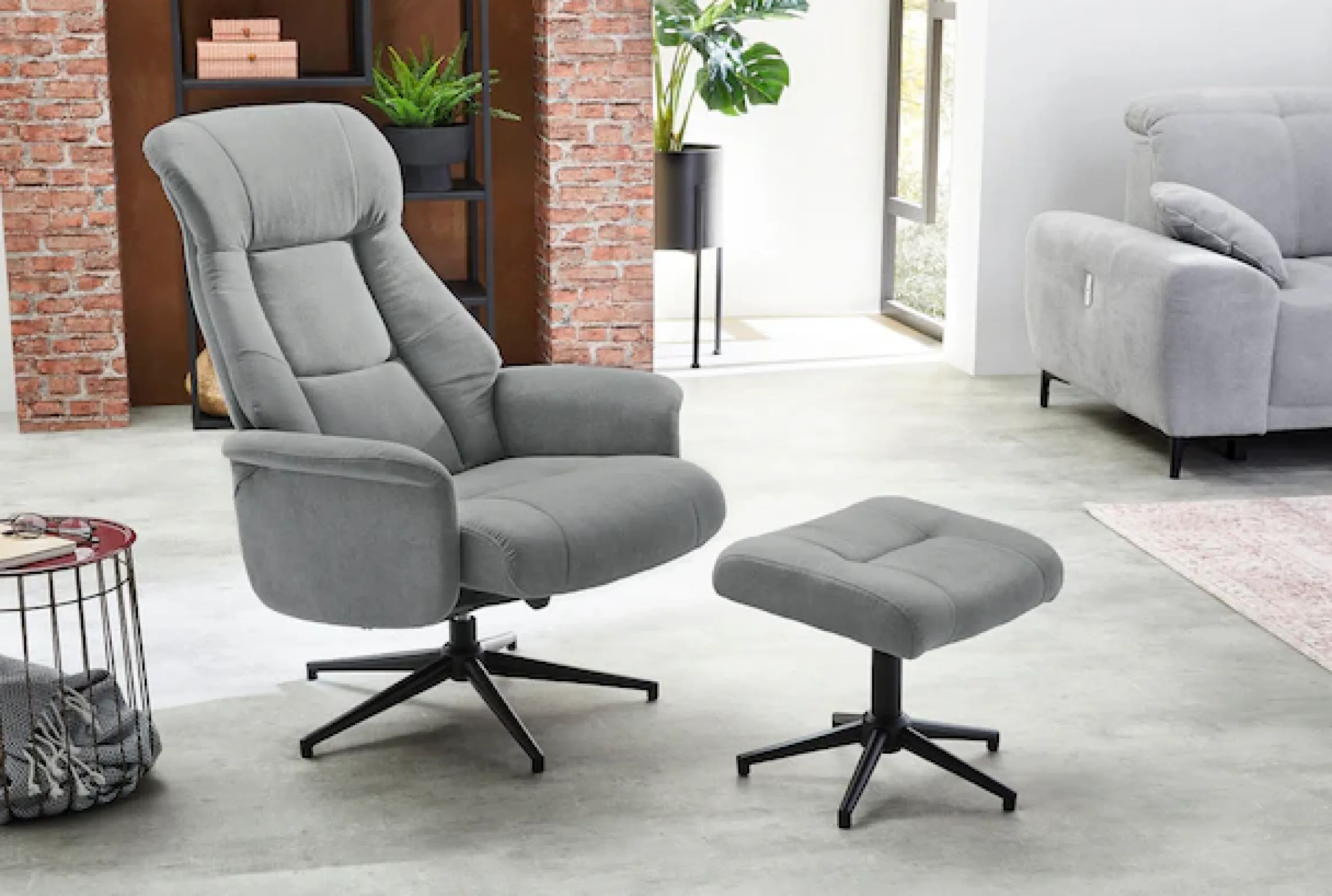 Jockenhöfer Gruppe Relaxsessel »Eva, B: 77 cm, Sitzhöhe: 50 cm« Set: mit Hocker, Dreh- & Relaxfunktion