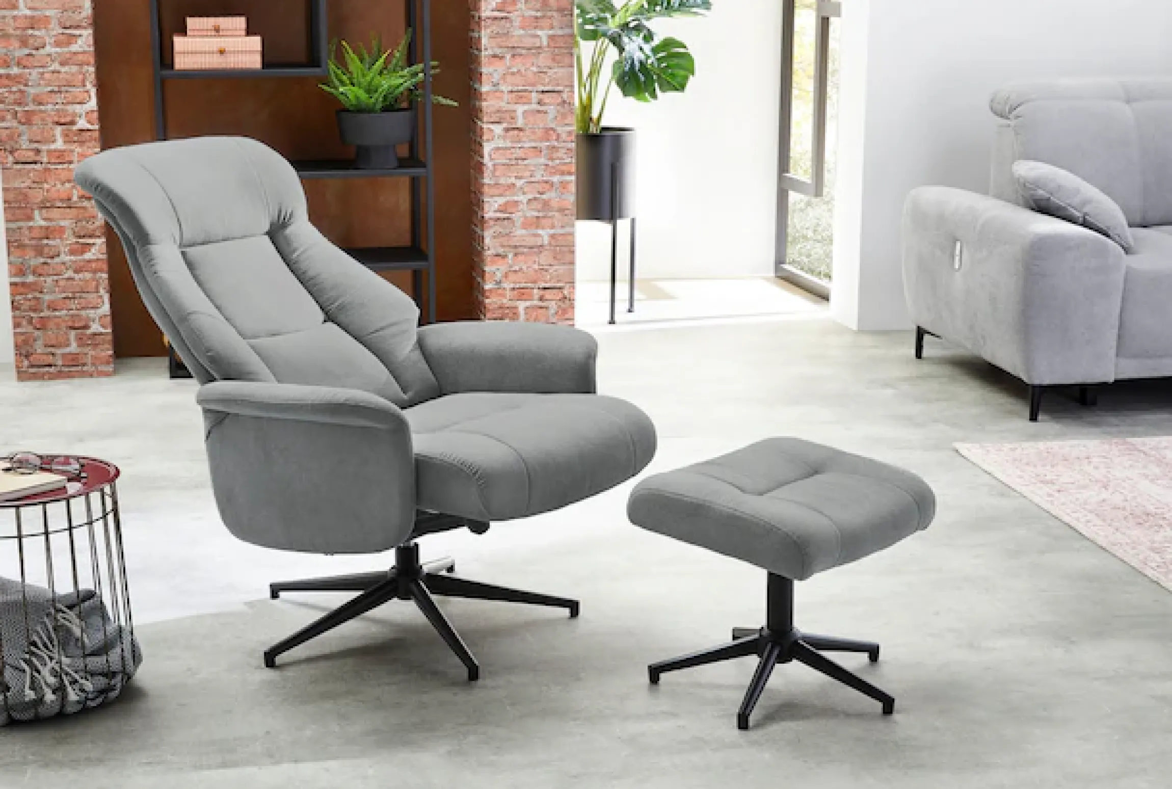 Jockenhöfer Gruppe Relaxsessel »Eva, B: 77 cm, Sitzhöhe: 50 cm« Set: mit Hocker, Dreh- & Relaxfunktion