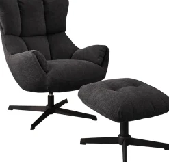 Jockenhöfer Gruppe Relaxsessel »Melania, B: 73 cm, Sitzhöhe: 45 cm« Set: mit Hocker, 360° Drehfunktion, kuscheliger Webstoff