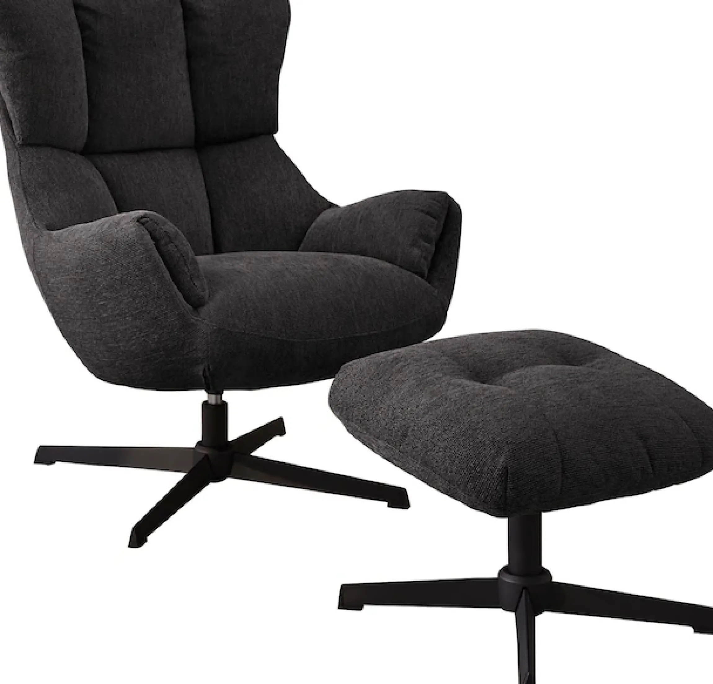 Jockenhöfer Gruppe Relaxsessel »Melania, B: 73 cm, Sitzhöhe: 45 cm« Set: mit Hocker, 360° Drehfunktion, kuscheliger Webstoff