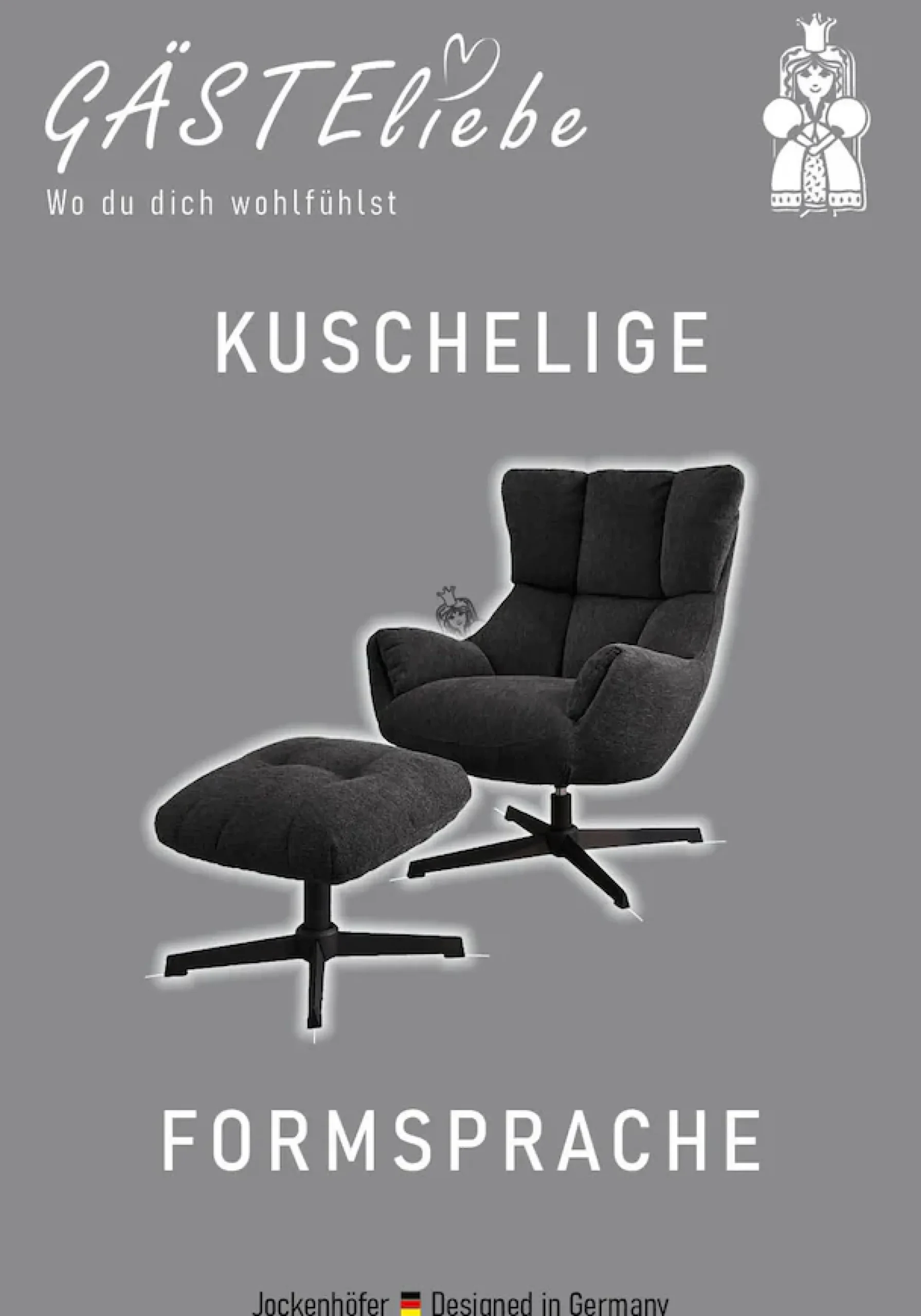 Jockenhöfer Gruppe Relaxsessel »Melania, B: 73 cm, Sitzhöhe: 45 cm« Set: mit Hocker, 360° Drehfunktion, kuscheliger Webstoff