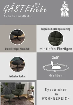 Jockenhöfer Gruppe Relaxsessel »Melania, B: 73 cm, Sitzhöhe: 45 cm« Set: mit Hocker, 360° Drehfunktion, kuscheliger Webstoff