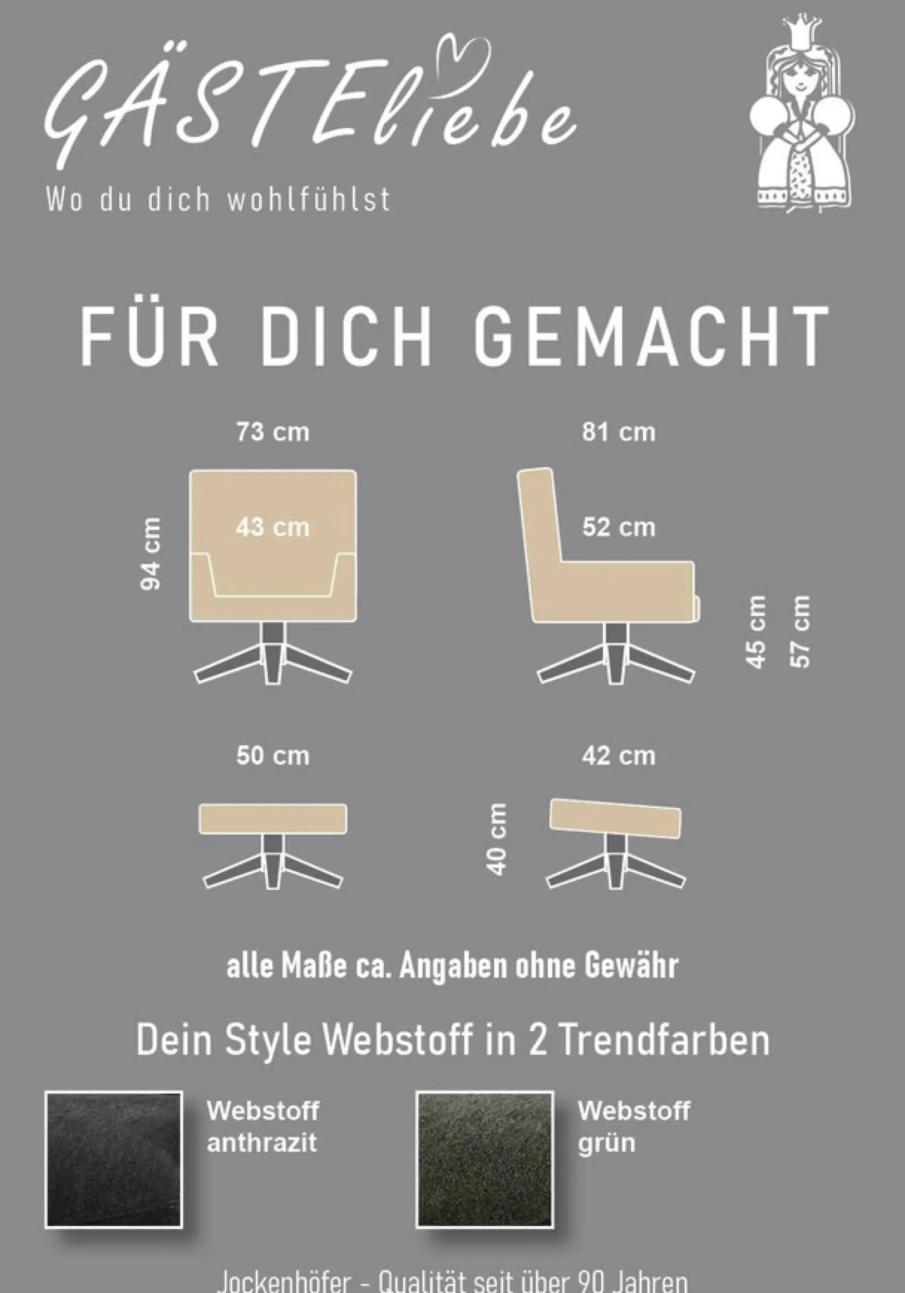 Jockenhöfer Gruppe Relaxsessel »Melania, B: 73 cm, Sitzhöhe: 45 cm« Set: mit Hocker, 360° Drehfunktion, kuscheliger Webstoff
