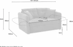 Jockenhöfer Gruppe Schlafsofa »Leon, B: 147 - 187 cm, Liegefl. 120 - 160x200 cm, Breite wählbar« mit Schlaffunktion & Zierkissen, in 3 Breiten