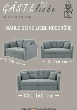 Jockenhöfer Gruppe Schlafsofa »Leon, B: 147 - 187 cm, Liegefl. 120 - 160x200 cm, Breite wählbar« mit Schlaffunktion & Zierkissen, in 3 Breiten