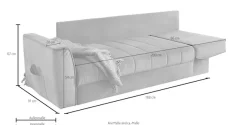 Jockenhöfer Gruppe Schlafsofa »Rick, B: 188 cm, Liegefl. 86x200 cm« mit Schlaffunktion, Bettkasten & seitl. Tasche