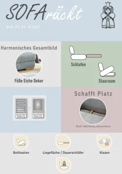Jockenhöfer Gruppe Schlafsofa »Calli, B: 205 cm, Liegefl. 160x200 cm, Dauerschläfer« mit Schlaffunktion & Bettkasten, Tonnentaschenfederkern