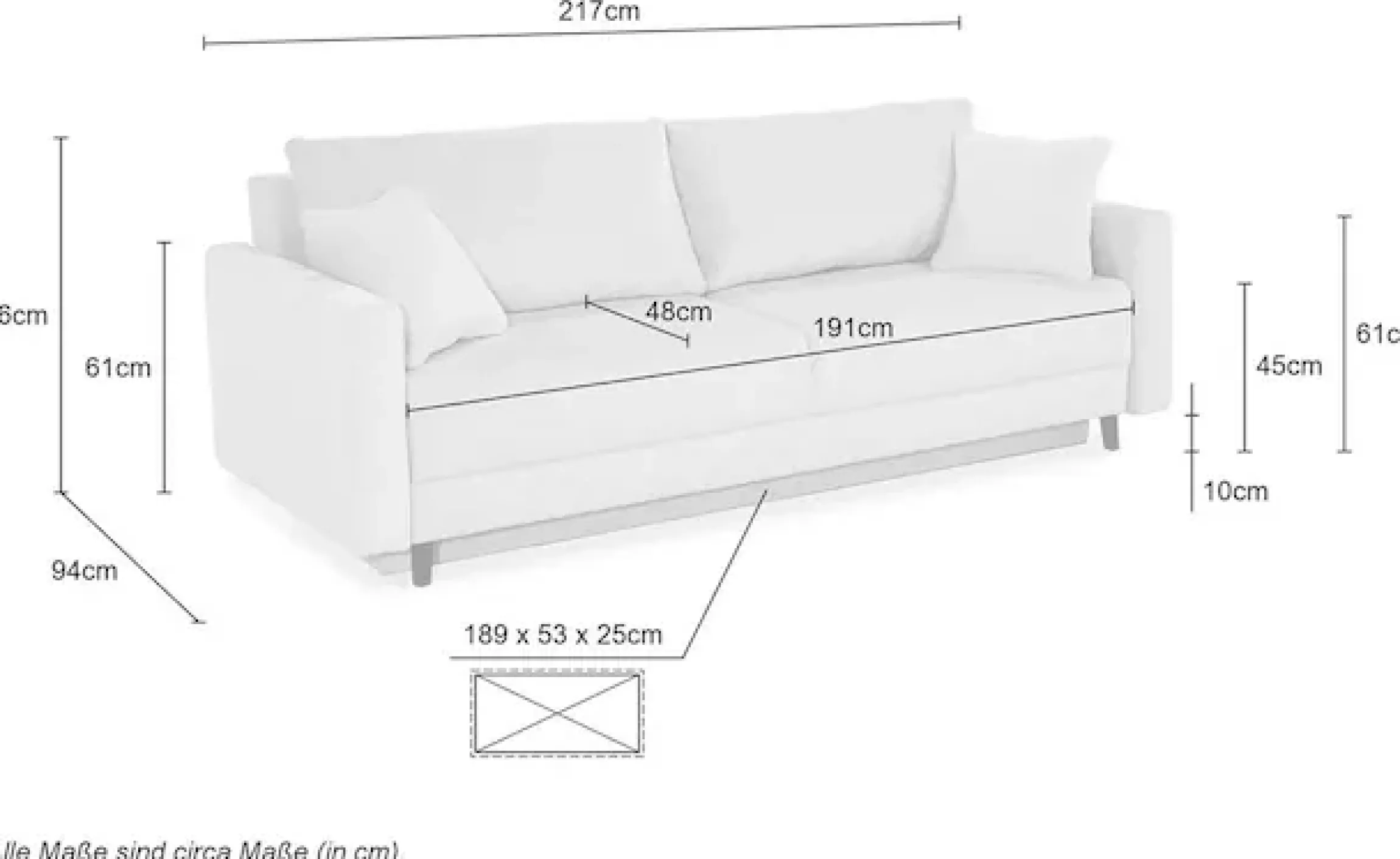 Jockenhöfer Gruppe Schlafsofa »Bjoern, B: 217 cm, Liegefl. 140x191 cm« mit Schlaffunktion, Bettkasten & Zierkissen