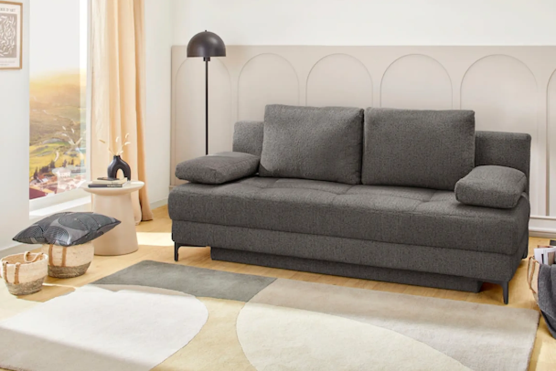 Jockenhöfer Gruppe Schlafsofa »Felix, B: 205 cm, Liegefl. 155x201 cm, Dauerschlafsofa, inkl. Topper« inklusive Schlaffunktion und Bettkasten, Federkernpolsterung