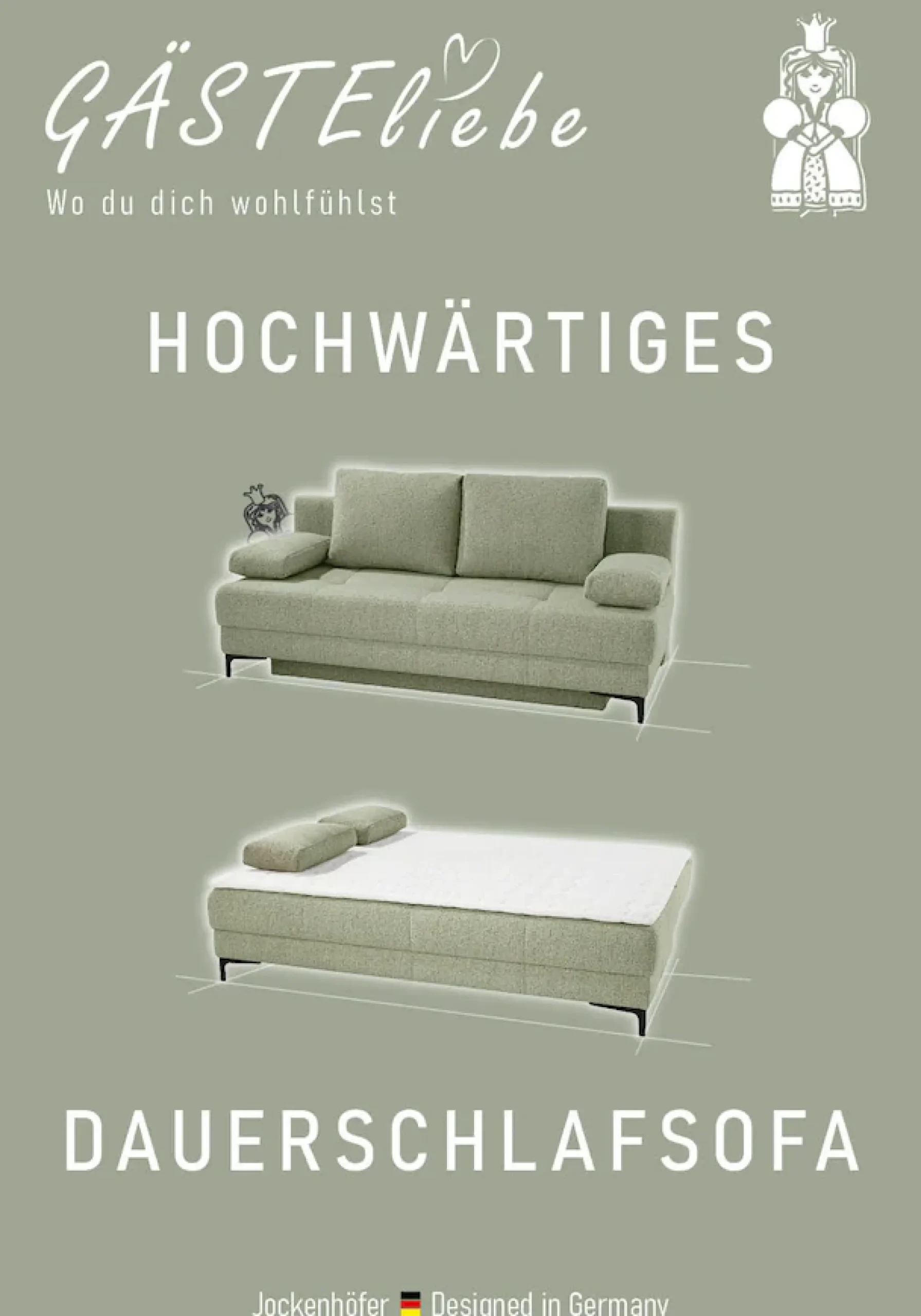 Jockenhöfer Gruppe Schlafsofa »Felix, B: 205 cm, Liegefl. 155x201 cm, Dauerschlafsofa, inkl. Topper« inklusive Schlaffunktion und Bettkasten, Federkernpolsterung