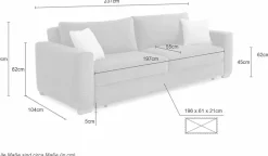 Jockenhöfer Gruppe Schlafsofa »Micha, B: 237 cm, Liegefl. 155x197 cm« mit Schlaffunktion, Bettkasten & Zierkissen