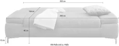 Jockenhöfer Gruppe Schlafsofa »Jano, B: 202 cm, Liegefl. 144x200 cm« mit Schlaffunktion, Bettkasten, Armteilverstellung & 1 Zierkissen