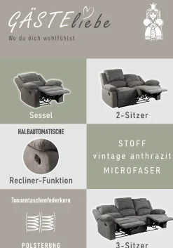 Jockenhöfer Gruppe 2-Sitzer »Dakota, B: 148 cm« mit Relax- & Liegefunktion, Taschenfederkern-Polsterung