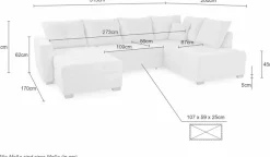Jockenhöfer Gruppe Wohnlandschaft »Abby U-Form, B: 313 cm« mit Schlaffunktion, Bettkasten & Zierkissen