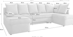 Jockenhöfer Gruppe Wohnlandschaft »Arktis, U-Form, B: 260 cm« Sofa mit Bettkasten & Schlaffunktion