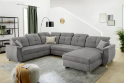 Jockenhöfer Gruppe Wohnlandschaft »Livorno U-Form, B: 354 cm« mit Schlaffunktion, Bettkasten, Kopfteilverstellung & Zierkissen