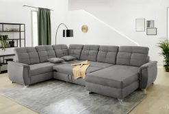 Jockenhöfer Gruppe Wohnlandschaft »Livorno U-Form, B: 354 cm« mit Schlaffunktion, Bettkasten, Kopfteilverstellung & Zierkissen