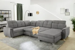 Jockenhöfer Gruppe Wohnlandschaft »Livorno U-Form, B: 354 cm« mit Schlaffunktion, Bettkasten, Kopfteilverstellung & Zierkissen