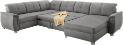 Jockenhöfer Gruppe Wohnlandschaft »Livorno U-Form, B: 354 cm« mit Schlaffunktion, Bettkasten, Kopfteilverstellung & Zierkissen