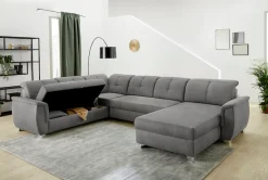 Jockenhöfer Gruppe Wohnlandschaft »Livorno U-Form, B: 354 cm« mit Schlaffunktion, Bettkasten, Kopfteilverstellung & Zierkissen