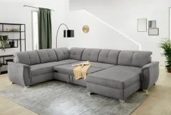 Jockenhöfer Gruppe Wohnlandschaft »Livorno U-Form, B: 354 cm« mit Schlaffunktion, Bettkasten, Kopfteilverstellung & Zierkissen