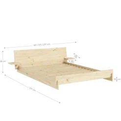 Karup Design Bettgestell »Latch Bed mit Kopfteil, FSC®-zertifiziertes Massivholz, Made in Europe« mit 2 Ablagen, inklusive Lattenrost, ohne Matratze, massive Qualität