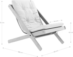 Karup Design Loungesessel »BOOGIE Out™, Gartenstuhl, Outdoor,aus FSC®zertifiziertem Massivholz« (B/H/T ca: 65x75x88cm) Farbe Weiß, Grau oder Beige, 1 Stk. tlg. inkl. Auflage, Schmutz- und Wasserabweisend, Made in Europe