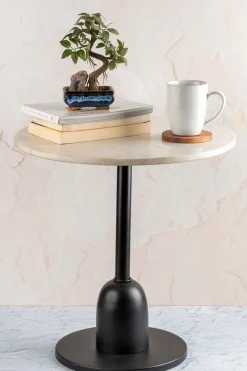 Kayoom Beistelltisch »Gordon 125, einzigartiges Design durch Herstellung in Handarbeit« 1 Stk. tlg. Industrial Style, Tischplatte aus Marmor, runde Form
