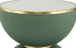 Kayoom Beistelltisch »Jokai 225, Eisengestell, PU Stoffbezug, gesinterte Steinplatte« 1 Stk. tlg. dekorativ, stilvoll, robust, Sanduhrform, PU Stoffbezug