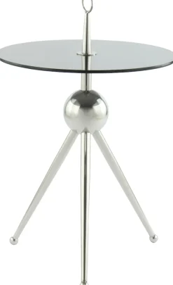 Kayoom Beistelltisch »Ontario 325, RundeGlasplatte aus Sicherheitsglas, 100% Edelstahl« 1 Stk. tlg. Minimalistisch, Gestell in Tripod-Design, mit Tragering