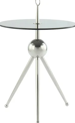 Kayoom Beistelltisch »Ontario 325, RundeGlasplatte aus Sicherheitsglas, 100% Edelstahl« 1 Stk. tlg. Minimalistisch, Gestell in Tripod-Design, mit Tragering