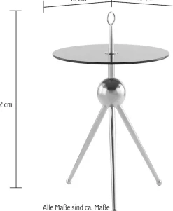 Kayoom Beistelltisch »Ontario 325, RundeGlasplatte aus Sicherheitsglas, 100% Edelstahl« 1 Stk. tlg. Minimalistisch, Gestell in Tripod-Design, mit Tragering